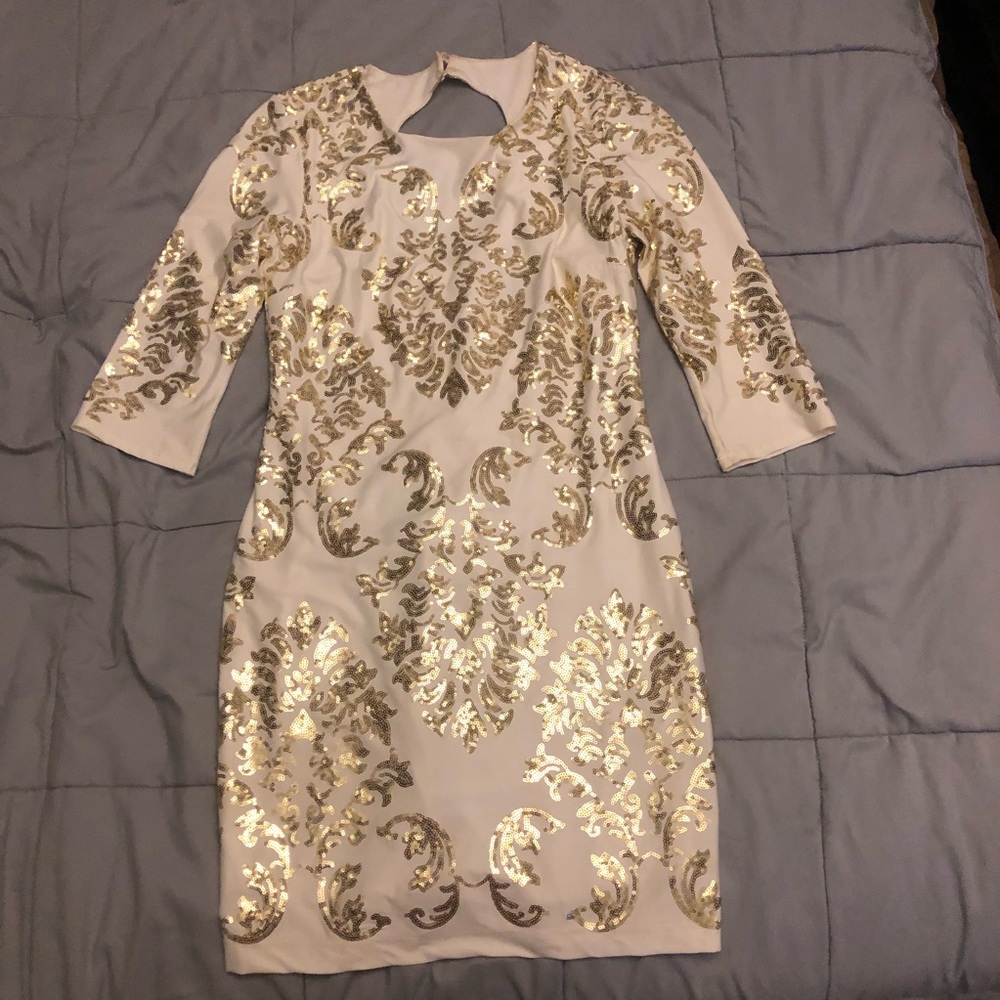 White and gold bodycon dress